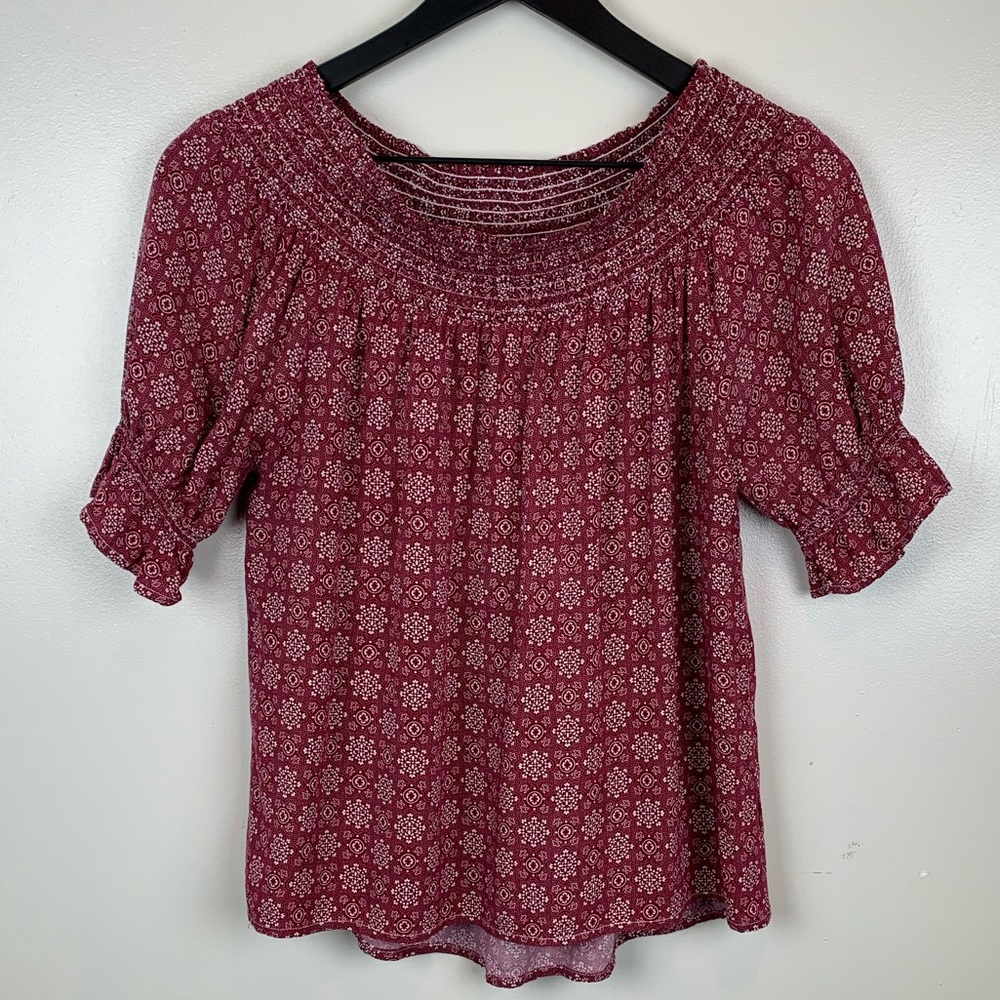 Lunik Wine White Off Shoulder Top Medium